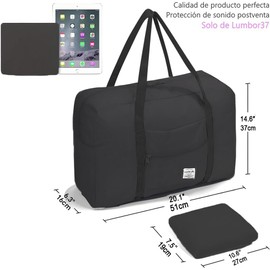 Lumbor37 Bolsa de Viaje Plegable, Duffel Bolsa para las mujeres y los hombres, Bolso del Equipaje de Viaje Ligero Impermeable para Deportes, Gimnasio y Vacaciones (oscuro)