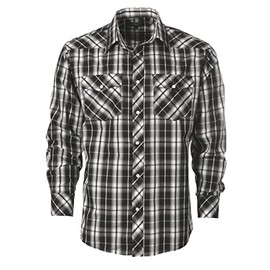Gioberti Men's Western Plaid Shirt with Pearl Snap-on, Black/White, XX Large