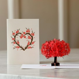 Lovepop® Red Cherry Blossom Tree 3D Pop Up Card - Valentine's Day, Birthday, Mother, Father, Year or Wedding Anniversary, Handmade 3D Greeting Card with Pocket and Envelope