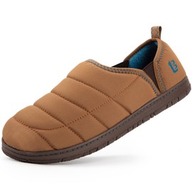 LongBay Men's Outdoor Slippers Memory Foam Camping shoes Nylon Non-Slip Indoor Outdoor Chestnut, 9