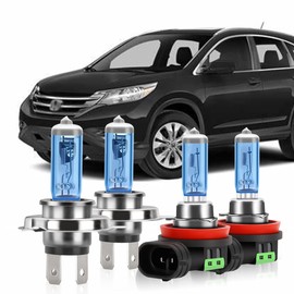 KINGSOFE Halogen Headlight Bulbs Combo Fits for Honda CRV CR-V 2007-2014 Modes, H4/9003 High/Low Dual Beam & H11 Fog Light Bulbs Kit,100W 6000K White, 300% Brighter, Plug and Play, Pack of 4