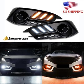 Autoparts-2008 For 2016-2018 Honda Civic DRL 10th Gen Sedan LED Daytime Running light Fog Lamps