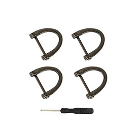 YGTGZ 4pcs Diameter 18mm Golden Color U Shape D Rings, Screw in D-Rings Horseshoe Shape D Ring for DIY Leather Craft Purse Keychain Accessories (Black), Black, 24x22