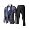 YND Men's 3 Piece Floral Suit Set, Shawl Lapel Paisley