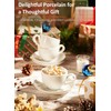 Yedio Porcelain Coffee Cups Set with Saucer, 6 Ounce White