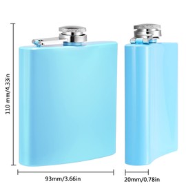 Hillside-Kit Hip Flask Pocket Alcohol Dranking Flask 6 OZ Stainless Steel Leak proof with Funnel Flask set (Blue)