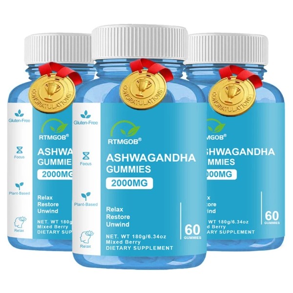 gockoutsport 3 Pack 60 Count Nutrition Ashwagandha Gummies Mixed Berry