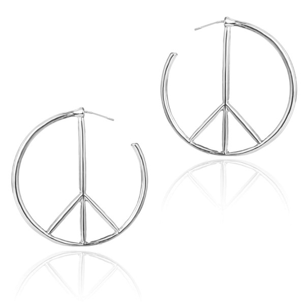 JinYu Peace Sign Symbol Geometric Stud Earrings Jewelry Minimalist Big