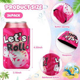 SiliFine 36 Pcs Bunco Party Supplies Can Sleeve Beer Coolers Insulated Neoprene Can Cover for Bunco Game Prizes Gifts Party Decorations Soda Beer Beverages