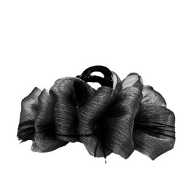 Feather Mesh Hair Clips Black Tulle Mesh Bow Hair Clips Sweet Cute Pretty Bowknot Large Clips Non Slip Feather Chiffon Silk Bows Hair Clip Strong Hold Big Mesh Tulle Claw Clip Hair Accessory for Women