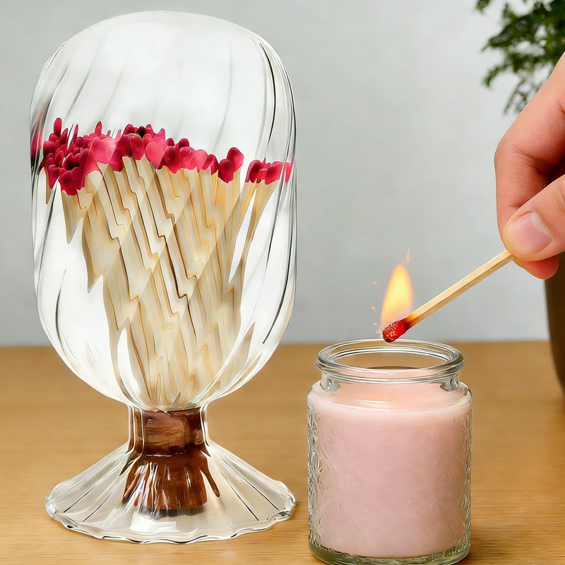 Helix Shaped Glass Match Cloche with Striker (Matches Not Included)
