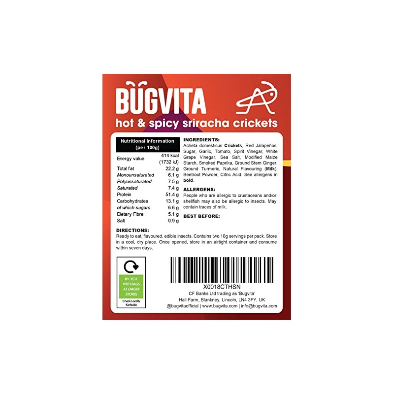 Hot and Spicy Sriracha Crickets | 20g | Farmed in