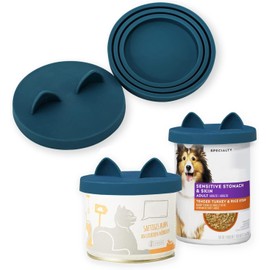 OHMO Dosendeckel Katzenfutter, Universal Silikon Deckel für Dosen für Tierfutter(70g, 85g, 200g, 400g usw.), BPA-frei, Dunkelblau, 2er-Set