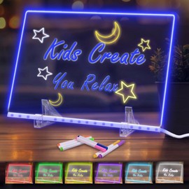 Lumi Drawing Board for Kids - cosmody Led Board with 7 Colors & 4 Modes, lumiboard Glow Writing Magic Board with Markers, for Christmas Gift Creative Play 12x8 Inch