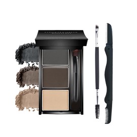 Eyebrow Powder Makeup Kit, 3 in 1 Eyebrow Kit, Brow Powder Palette Waterproof Long-Lasting, Grey Brown Beige Brow Filler, Fill & Sculpt Full Eyebrow Kit for Women, With Mirror, Brush & Razor Set 03