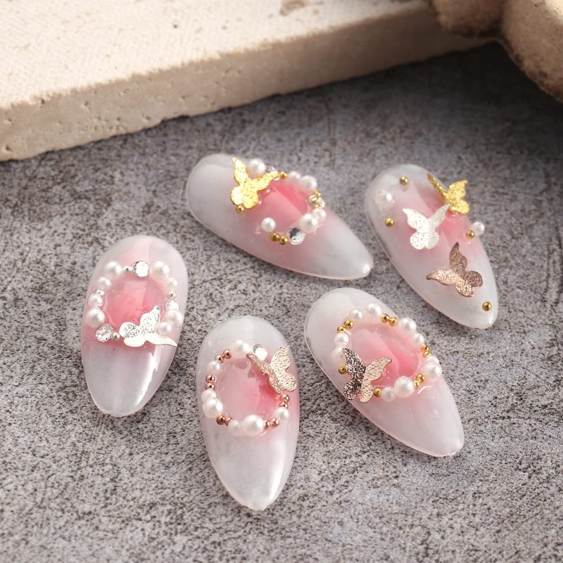 1 box rose gold silver butterfly nail decoration parts nail