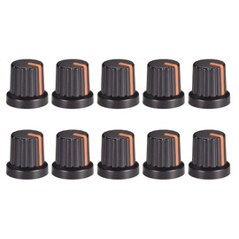 uxcell 10Pcs 6mm Shaft Hole Knob for Speaker Effect Pedal Amplifier Black Potentiometer Knob Orange Mark