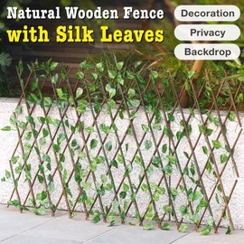 Japard Wood Lattice Panels with Artificial Ivy, Wooden Privacy Fence Expandable Greenery, Trellis Screening for Outside Patio, Balcony, Garden, Backyard, Indoor Outdoor Home Decoratio - 2 Pack