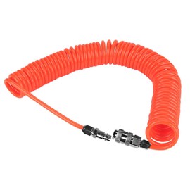 SRJQXH Compressor Hose 6 m, Retractable Air Hose, with 1/4 Inch Connection Plug, Explosion-Proof Spiral Hose, Orange, 8 mm Outer Diameter, Compressed Air Line, for Compressor