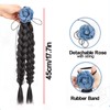 iRIIRIO 1pc Hair Braid Extension Ponytail with Jean Rose Flower