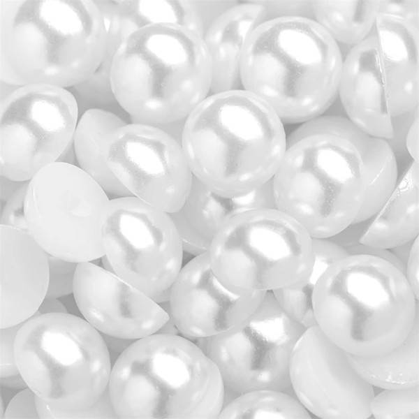 Sukiiy 500PCS 10mm Flatback Pearls for Crafting White, White Half