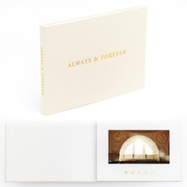 The Motion Books (ALWAYS & FOREVER - GOLD FOIL) | Luxury Linen Bound Video Book | Video Album | Up to 3 hours of video, 7” IPS Display, 4GB of memory & Rechargeable Battery