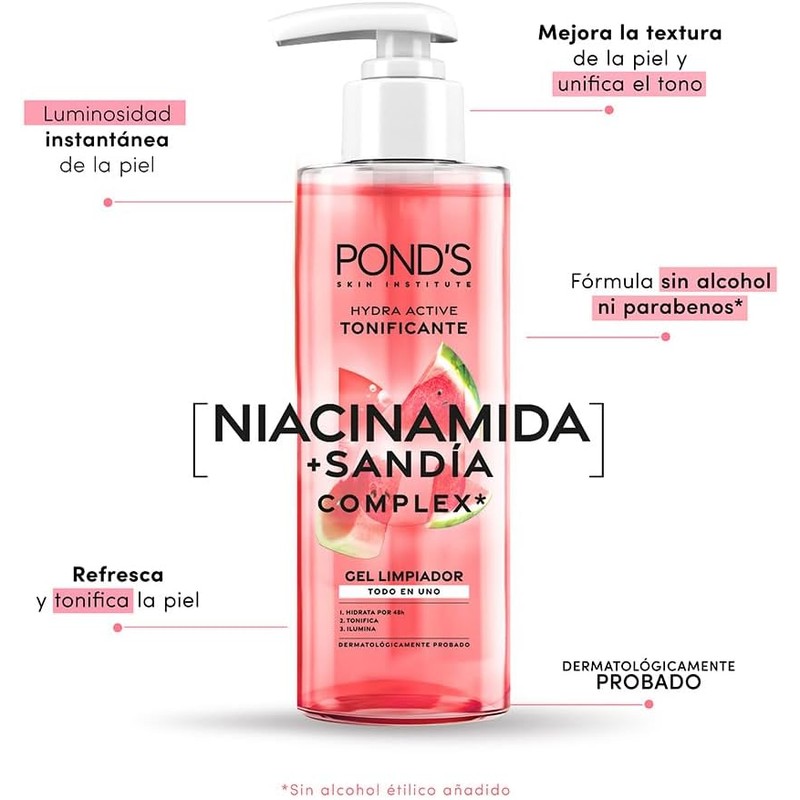 Pond's Cuidado Facial Fruity Hydra Fresh Sandía Limpiador Facial 200