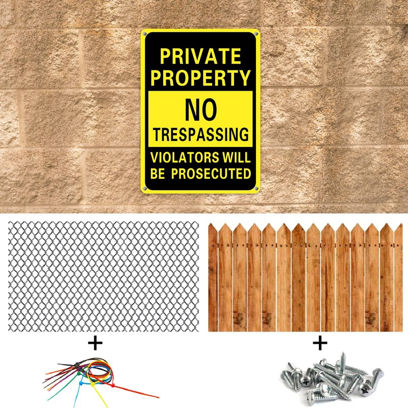 100 Pcs Private Property No Trespassing Sign 7 x 10