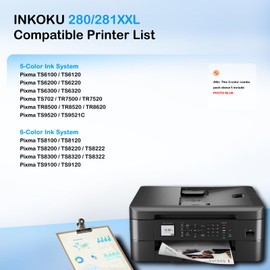 INKOKU 280 281 High Yield Color Ink Cartridges Replacement for Canon PGI-280XXL CLI-281XXL, Works with PIXMA TR7520 TR8520 TS6120 TS6220 TS8120 TS8220 TS9120 TS9520 Printers (C, M, Y, 3 Pack)