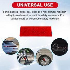 PSLER 2pcs Rectangle Reflectors - High Reflectivity Reflectors Stick On, Self-Adhesive Plastics Reflectors Fits for Vehicles, Motocycle, Trailers, RVs, Boats, and More, Red