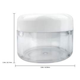 Beauticom 12 Piece 30g/30ml USA Acrylic Round Clear Jars with Lids for Creams, Lotions, Make Up, Cosmetics, Samples, Herbs, Ointments and other Beauty Products (White Lid (Round Top))