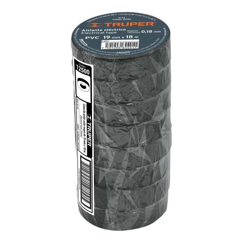 Truper M33 12500 cinta de aislar 18mx19mm cor negra 8