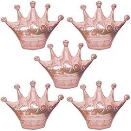 HORUIUS Rose Gold Crown Balloons Crown Shaped Foil Mylar Balloons for Wedding Birthday Party Supplies Decorations 24 Inchs 5PCS