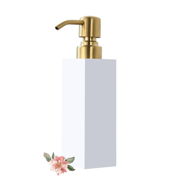 Heouty White Soap Dispenser, Countertop Lotion Resin Bottles with Rust