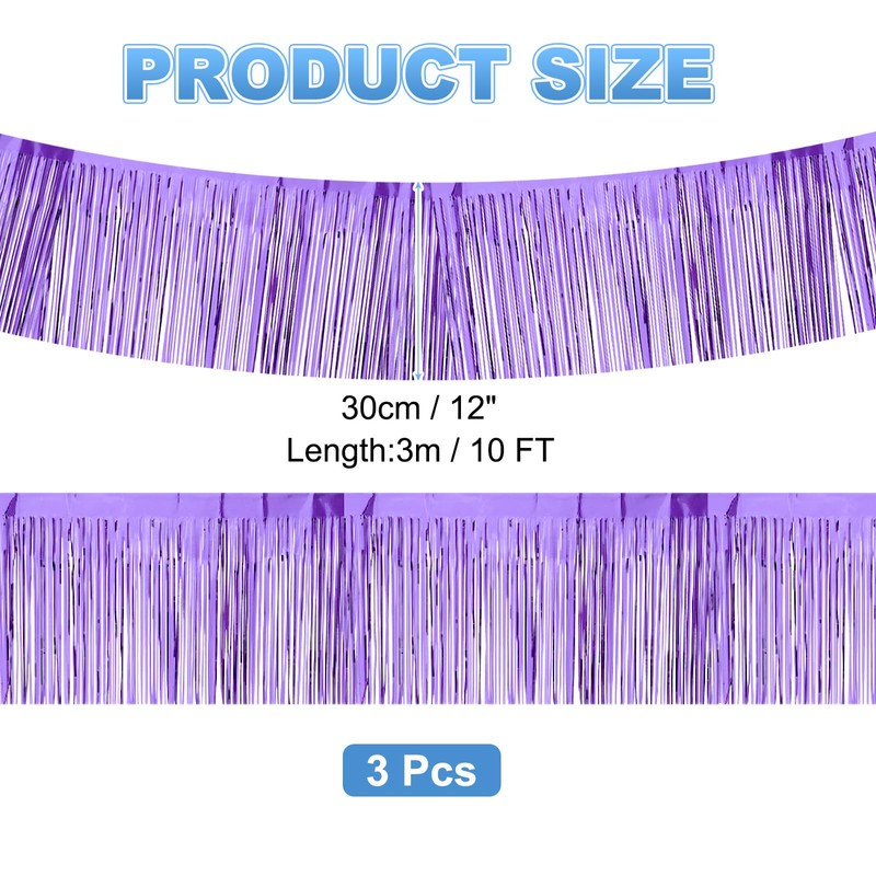 PATIKIL ホイルフリンジガーランド 10フィート 3パック メタリックティンセルストリーマー フリンジバナー 壁掛けカーテン背景 結婚式 誕生日 クリスマス