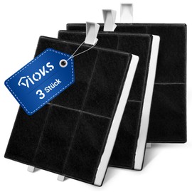 VIOKS Set of 3 Activated Carbon Filters Cooker Hood Filter 225х220х24 mm Replacement for Balay 00360732 AA260112 DHZ5186 LZ51851 Z5116X1 & Neff Activated Carbon Filter for Extractor Hood Filter Cooker