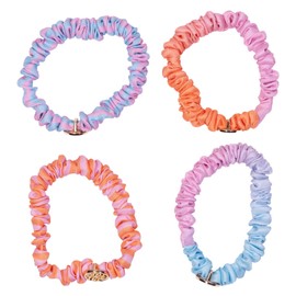 Lilly Pulitzer Satin Scrunchies, 4 Piece Scrunchie Set for Women and Girls, Cute Mini Hair Ties (Assorted Stripe and Ombre)