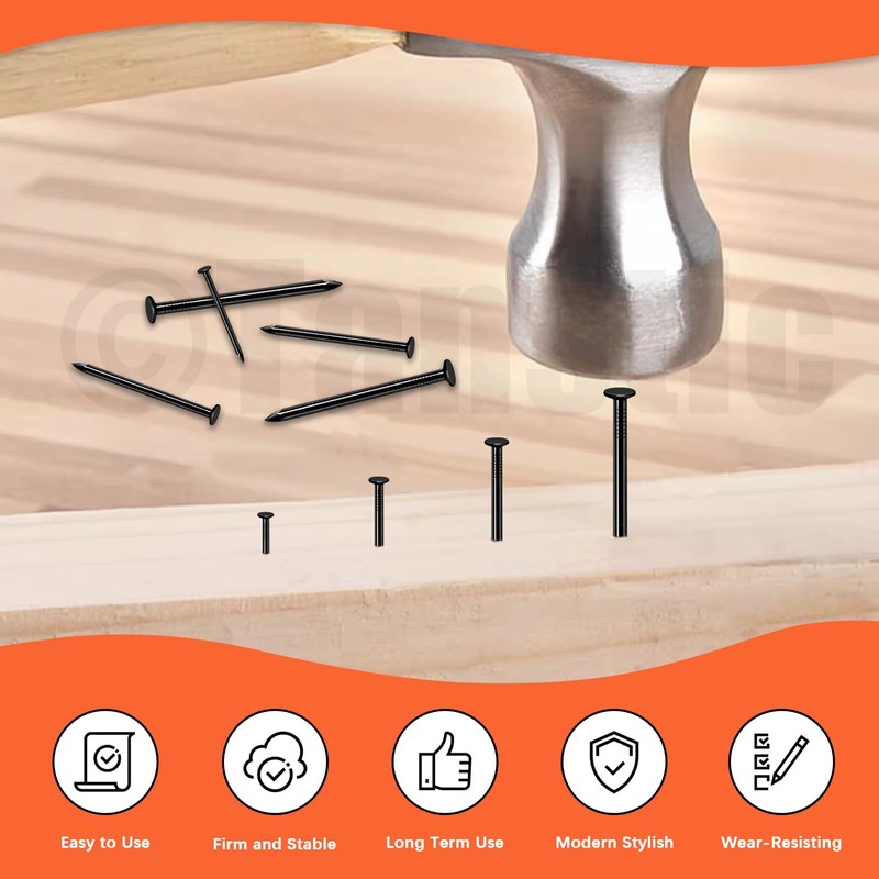 Tanstic 500 Pieces 4 Sizes Hardware Nails Assortment Kit Finishing