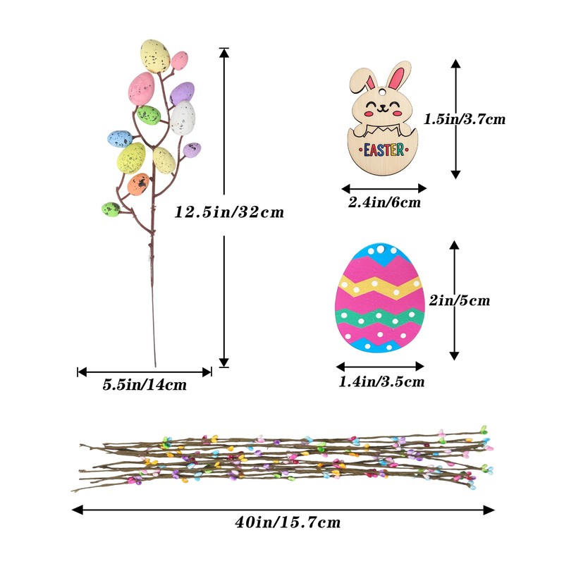 KENJOVIVO Artificial Easter Spray Vine with Pastel Easter Eggs and