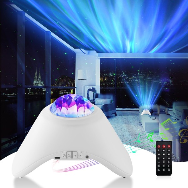 LED Starry Sky Projector Children and Adults, Galaxy Projector Night Light, Northern Light Galaxy Projector with Bluetooth Speakers and White Noise, Bedroom Ceiling Star Projector Lamp