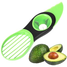 Avocado Cutter, Slicer, Pitter, Stoner, 3 x 1, Multifunctional, ABS Grip Handle, Stainless Steel Pitter Blades, Plastic Safety Cutter, Mesh Pitter Peeler, Fruits, Kiwi, Mango, Melon, Kitchen Essential
