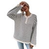 SHENHE Women's Striped Long Sleeve Button Up Ribbed Knit Oversized