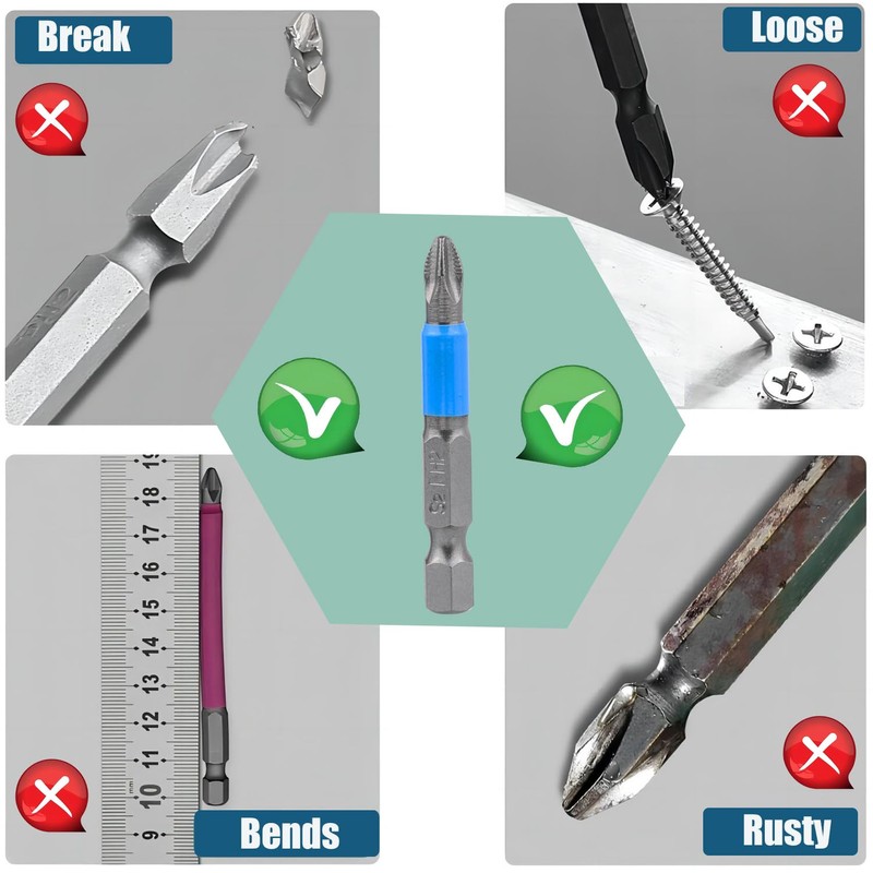 Treki Magnetic Ph2 Phillips Screwdriver Bit Set,10PCS 1/4 Hex Shank