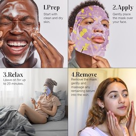 LivaClean 12 unidades de mascarillas faciales para el cuidado de la piel - Mascarilla de colágeno - Mascarillas faciales hidratantes al por mayor con 