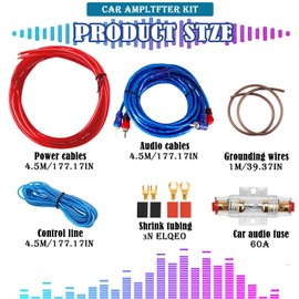 Cable Set, Subwoofer Car Amplifier Cable Set Connection Set 10GA Subwoofer Cable Set Car Audio Cable 1500 W Amplifier Power Amplifier Cable Set 4.5 m for Car Audio Wire Power Cable Power Amplifier