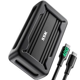 SSK M.2 SSD Enclosure 40 Gbps, USB4 NVMe Enclosure USB C Compatible with Thunderbolt 4/3, Aluminium Alloy Hard Drive Enclosure with M.2 M-Key 2280/2260/2242/2230 SSD Adapter with LED Display