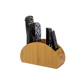 OSCO Bamboo Remote Organiser | 5 Compartments | Office Tidy | TV Control Storage | Pen Holder | Makeup sorter | Cosmetics Display | H11.9 x W22.3 x D8.2 cm |