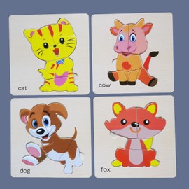 Toddler Puzzles,Set of 8,Wooden Jigsaw Puzzle for 2 3 4 Year Old Baby Boys or Girls,Toddlers Gift,Preschool Learning Educational Toy [ Color & Shape Cognitive Skill ] (Selected Animal Puzzle)