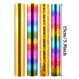 Briartw 4 Rolls Glimmer Hot Foil Paper for Crafts Gold & Multi-Colored Rainbow Heat Activated Foil for Glimmer Hot Foil System/Heat Foil Pen,5.9inx9.84ft Heat Transfer Foil Per Roll