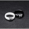 HIJONES Women's 6MM White & Black Ceramic Cubic Zirconia Ring